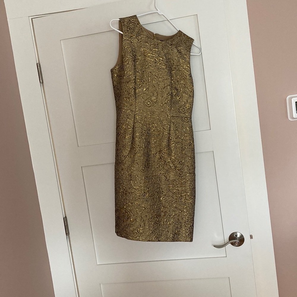 Sleeveless mid length cocktail dress- gold sparkles